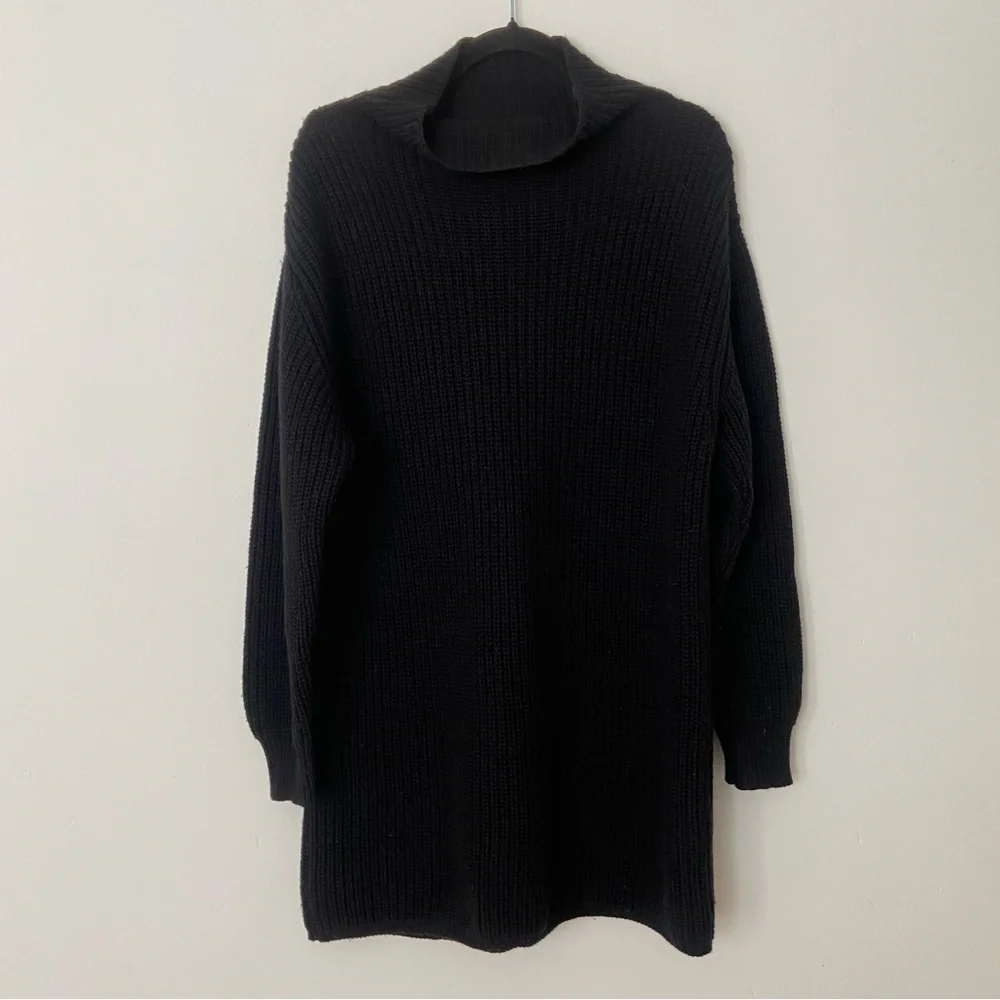 Aritzia Black Ribbed Turtleneck Sweater Dress - Picture 3 of 11